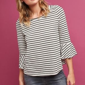 Deletta Celina Black & Cream Striped Top EUC